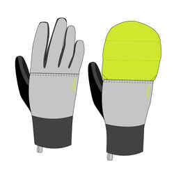 SKI TOURING 2-IN-1 WATERPROOF GLOVES/MITTENS - GREY YELLOW