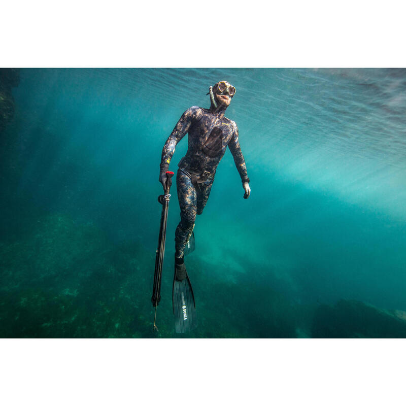 Free-diving spearfishing SPF500 3 mm split neoprene camouflage jacket