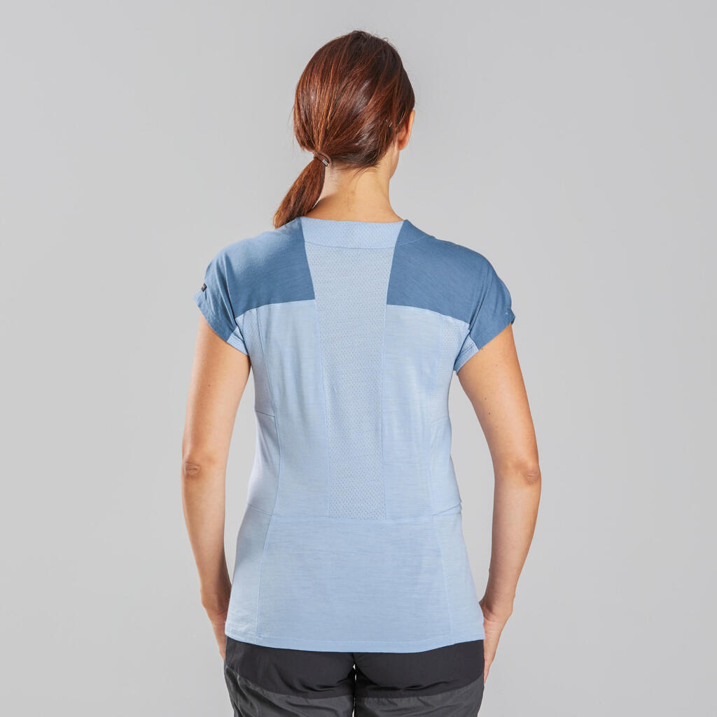 Mountain Trekking Merino T-Shirt - Women's TREK 500 - Coral