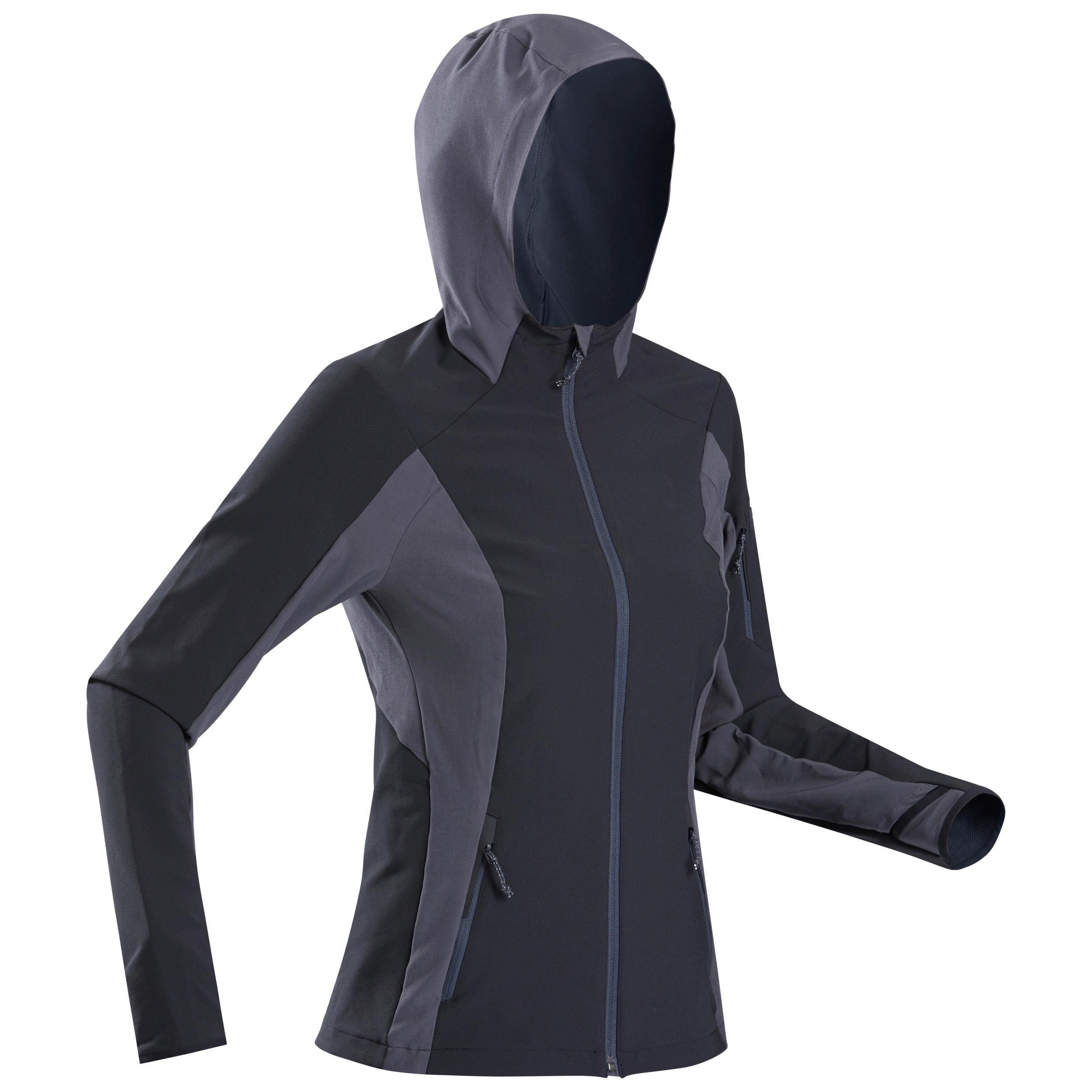 MT 900 hiking jacket - Women - Black, Carbon grey - Forclaz - Decathlon