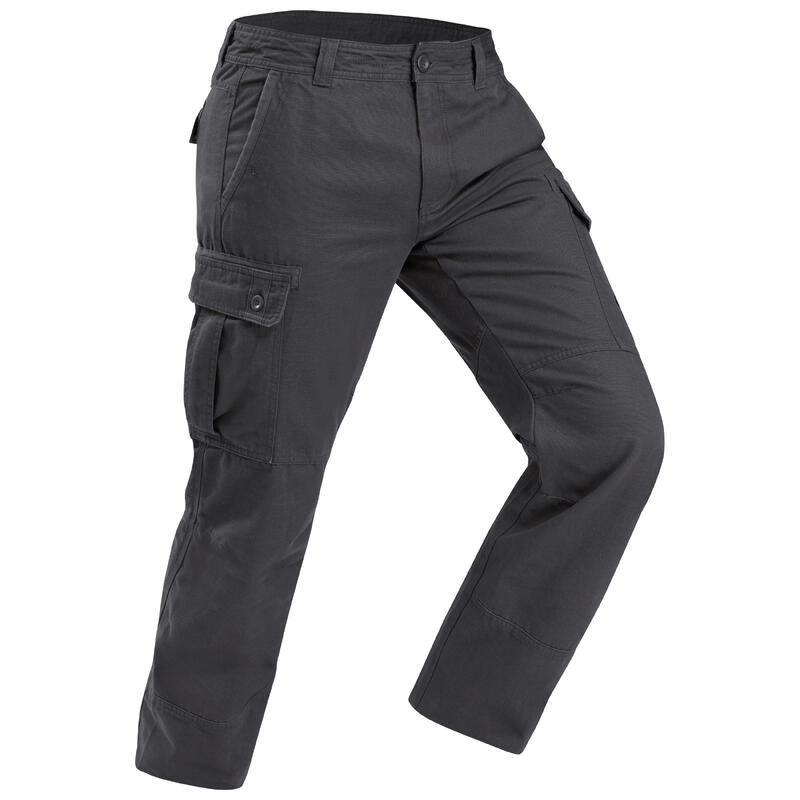 Pánské turistické hřejivé kalhoty TRAVEL 100 Warm šedé