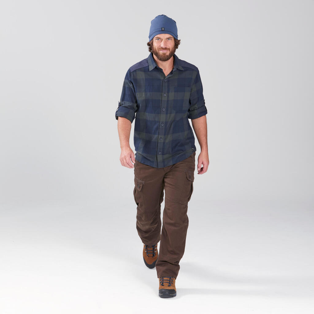 Braon muške pantalone za treking TRAVEL 100
