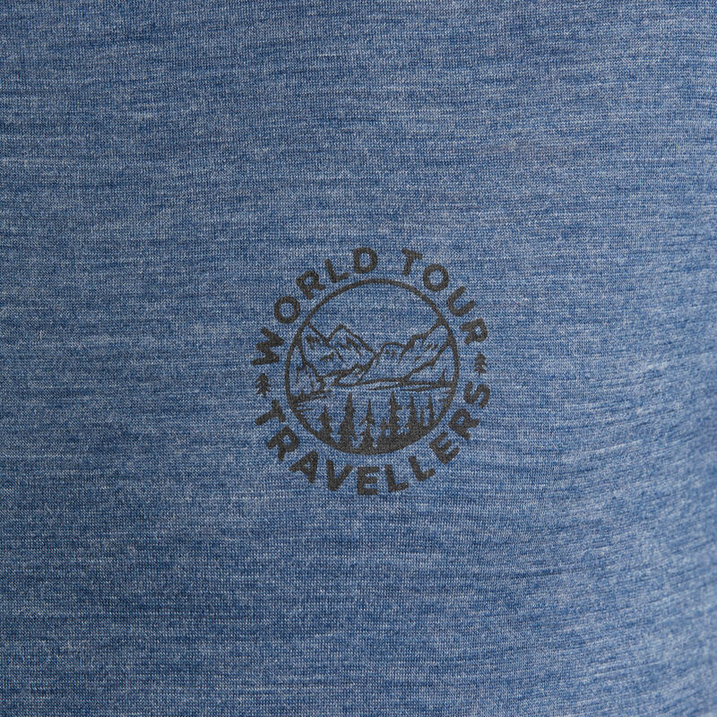 Merino T-shirt voor backpacken heren Travel 500 blauw