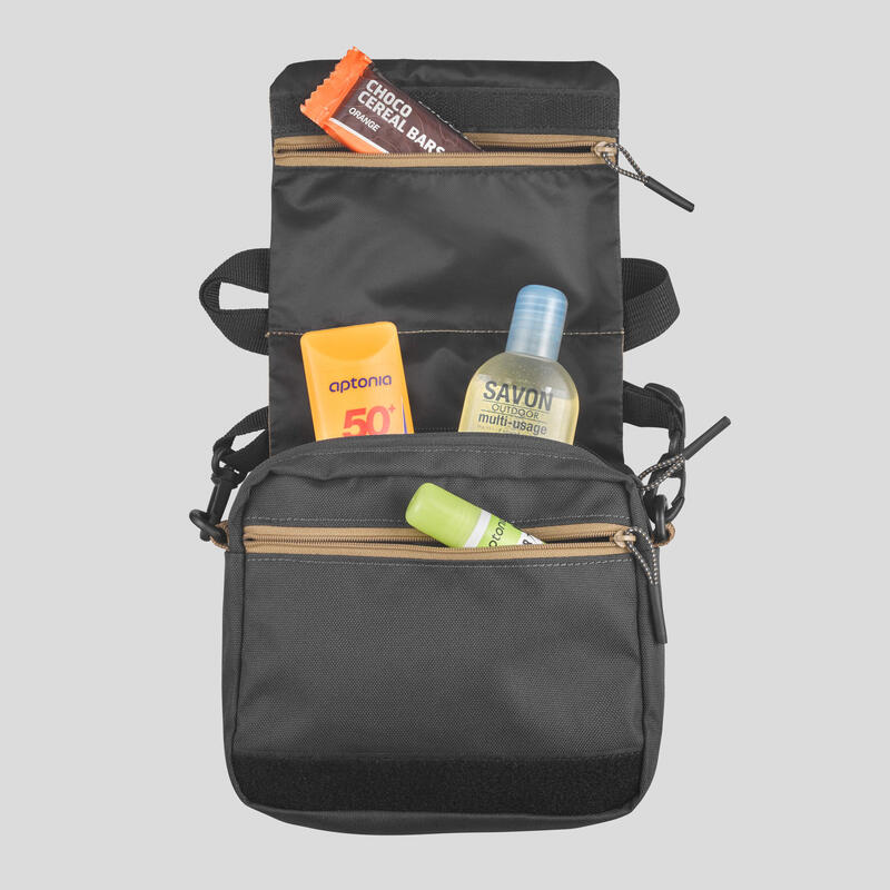 Handtas met veel zakken voor backpacken TRAVEL bruin