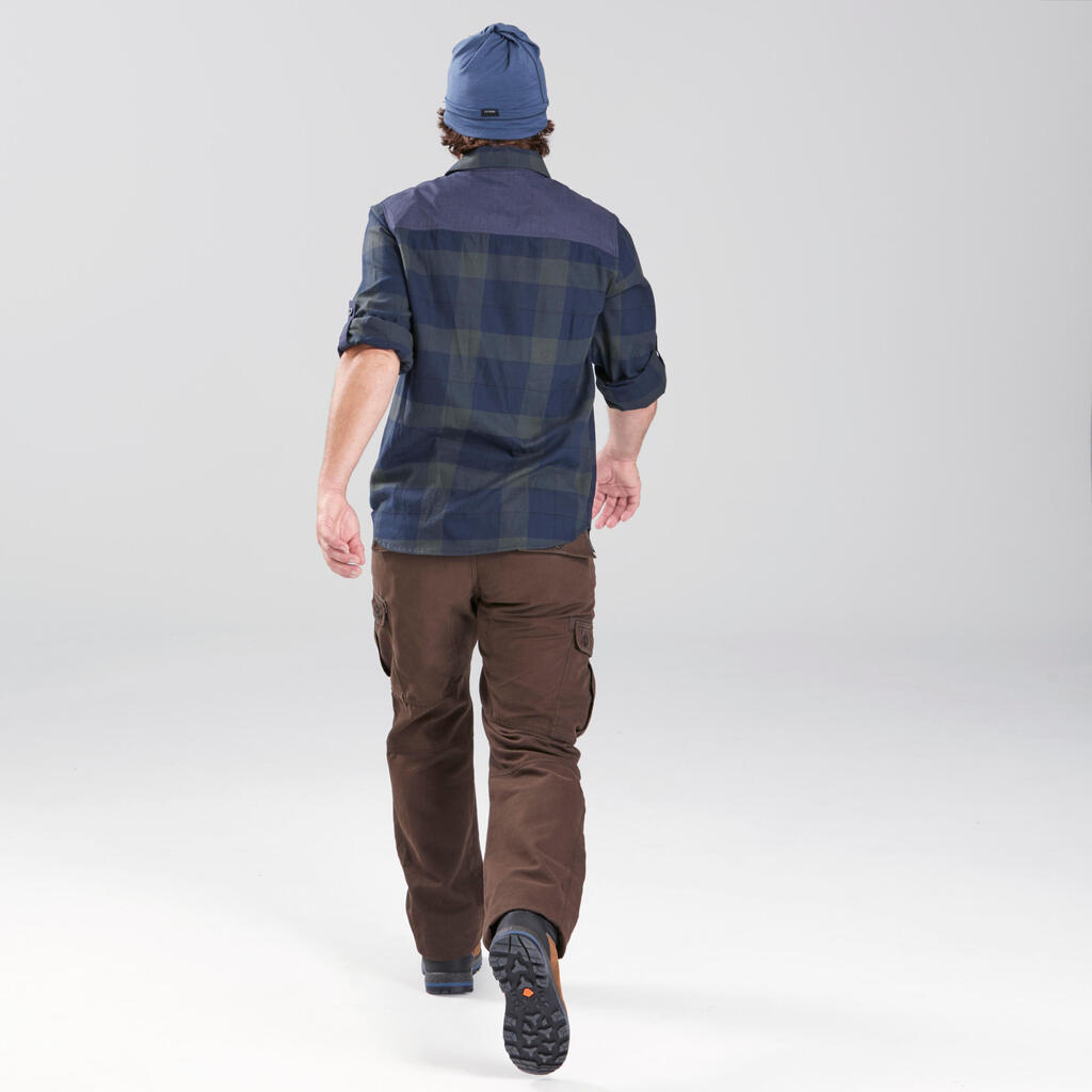 Braon muške pantalone za treking TRAVEL 100
