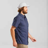 Camisa lisa de Montaña y Trekking Viaje, Forclaz, Travel 100, Hombre, Azul