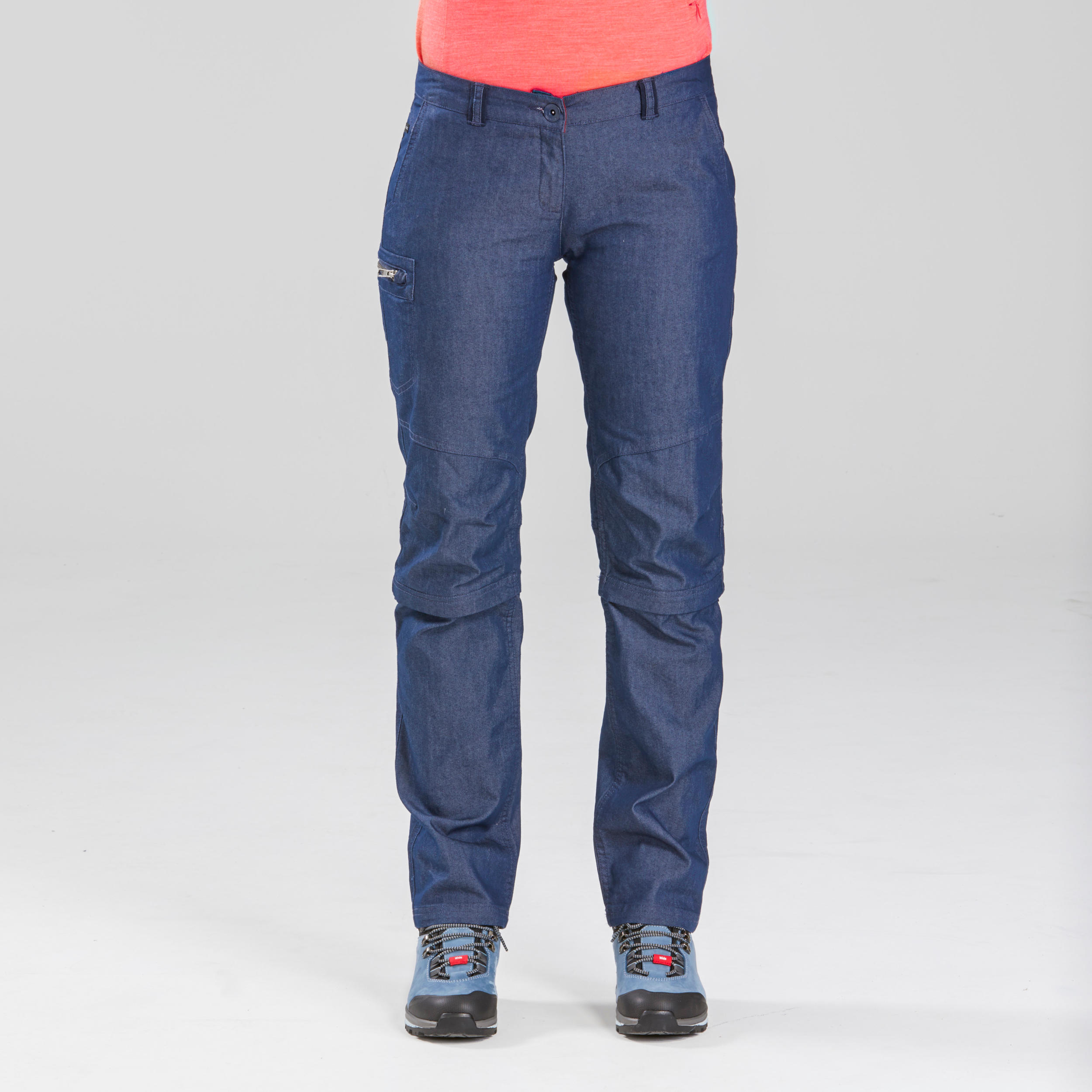 FORCLAZ Zip-Off-Hose Damen Backpacking - Travel 100 jeansblau