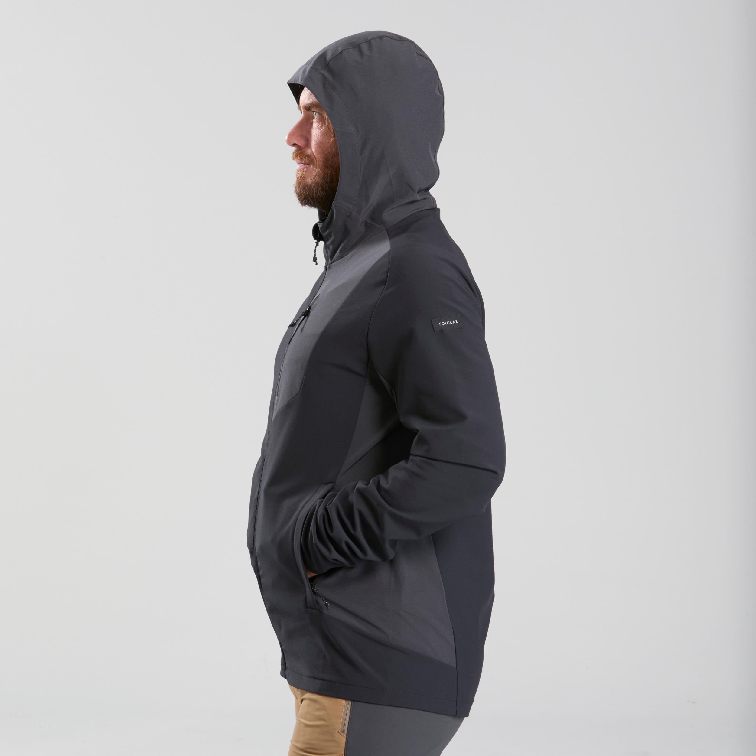 Men's Softshell Hiking Jacket - MT 900 Black - Black, Carbon grey