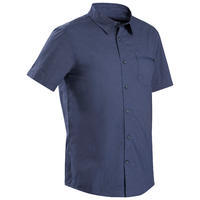 Camisa de manga corta de trekking - TRAVEL100 azul hombre 