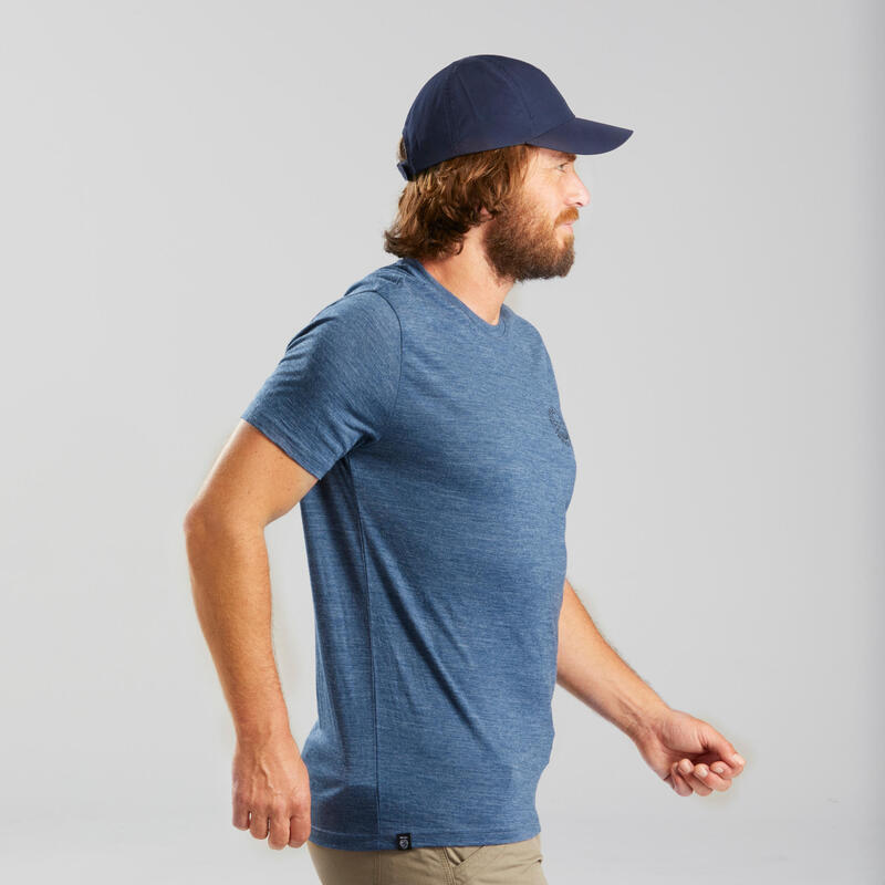 Camiseta montaña y trekking de lana merina manga corta hombre Forclaz Travel 100