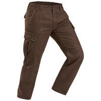 Men's Travel trekking trousers - TRAVEL 100 WARM - brown