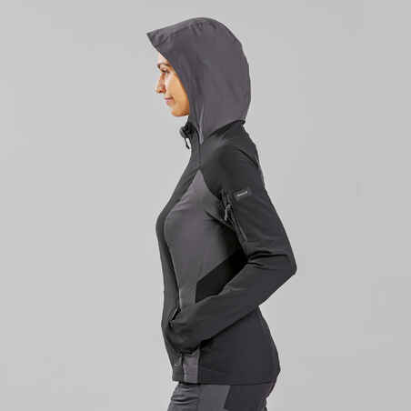 Γυναικείο αντιανεμικό μπουφάν για ορεινή πεζοπορία MT900 - μαύρο