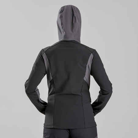 Γυναικείο αντιανεμικό μπουφάν για ορεινή πεζοπορία MT900 - μαύρο