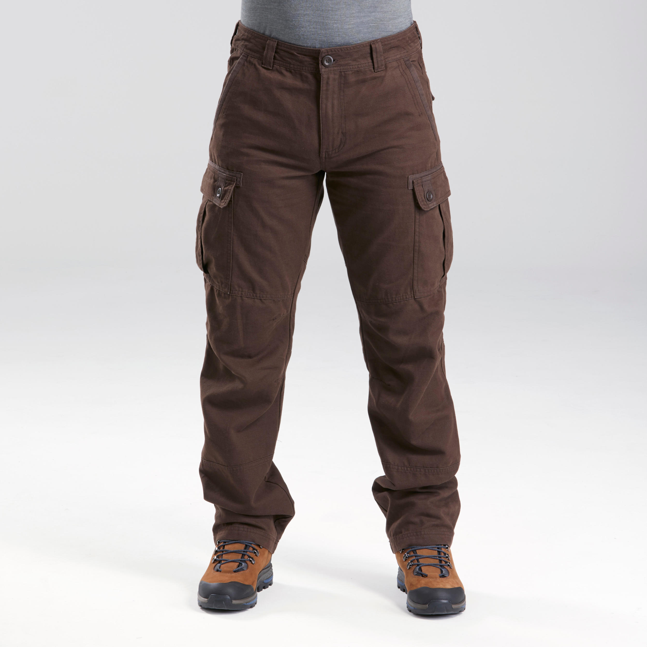 Pantalón cargo de algodón de trekking y viaje gris para mujer Travel 100 -  Decathlon