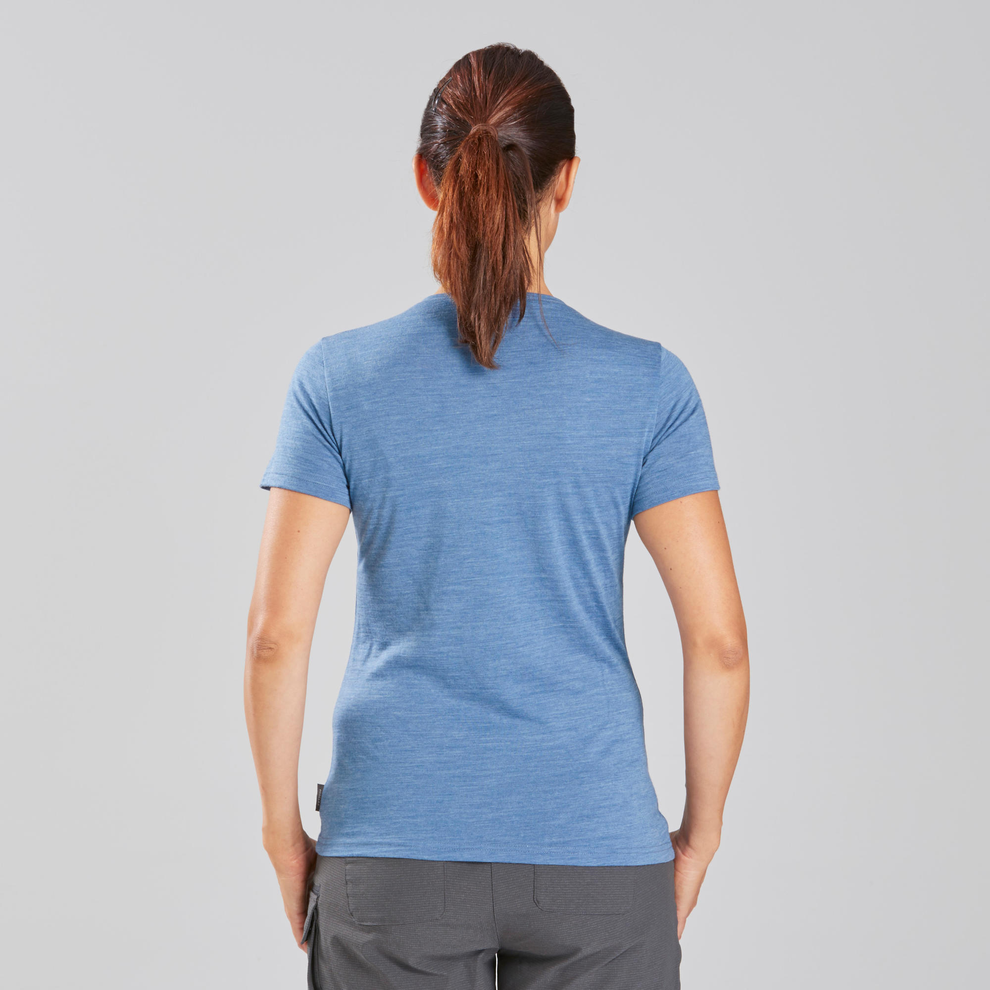 T-shirt lana merinos viaggio donna TRAVEL 100 WOOL azzurra FORCLAZ |  DECATHLON