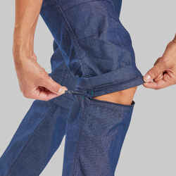 Γυναικείο παντελόνι πεζοπορίας με φερμουάρ - TRAVEL 100 - Μπλε ντένιμ
