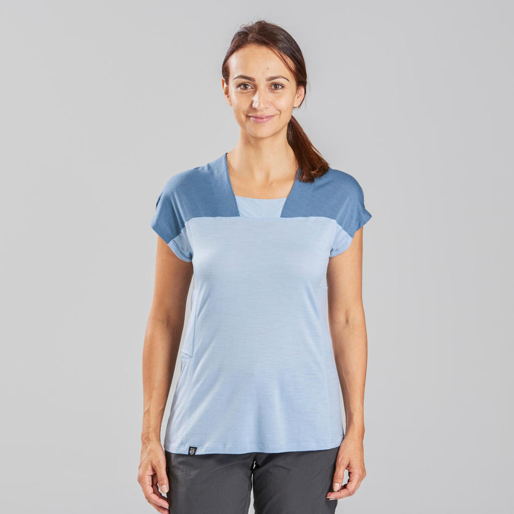 Mountain Trekking Merino T-Shirt - Women's TREK 500 - Coral