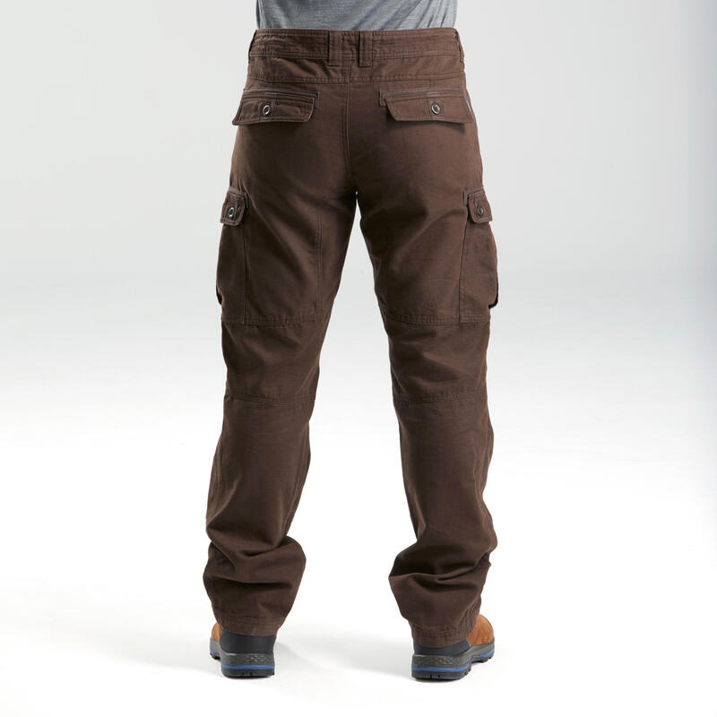 Pantalon de trek voyage - TRAVEL 100 WARM marron Homme
