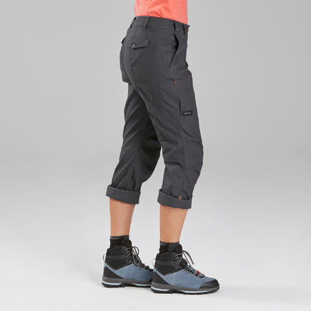 Pantalon de trek voyage - TRAVEL 100 gris femme