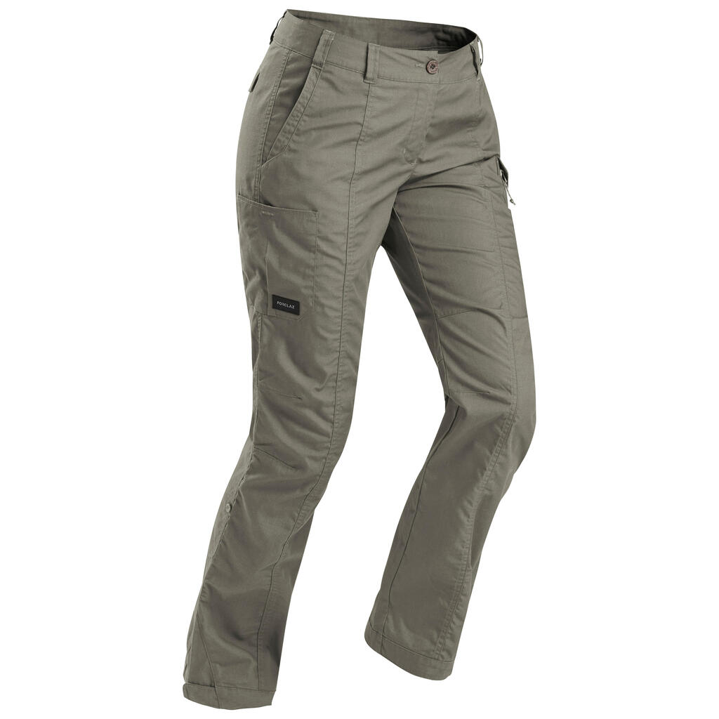 Pantalon de trek voyage - TRAVEL 100 kaki femme