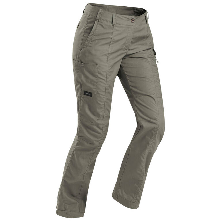 Women's Travel Trekking Trousers - TRAVEL 100 Khaki