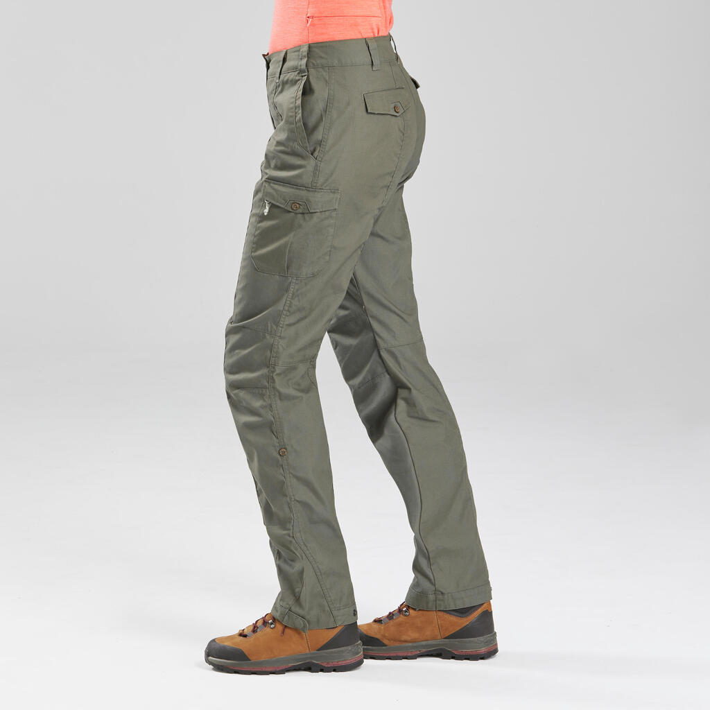 Pantalon de trek voyage - TRAVEL 100 kaki femme