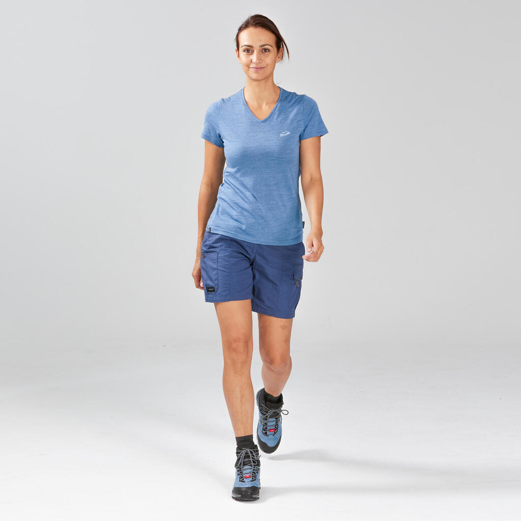 Women's Trekking Travel Shorts - TRAVEL 100 Blue