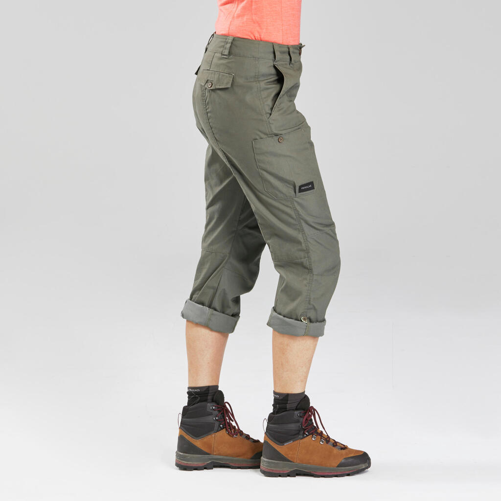 Pantalon de trek voyage - TRAVEL 100 kaki femme