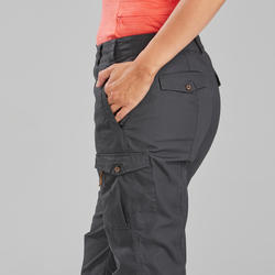 Pantalon de trek voyage - TRAVEL 100 gris femme