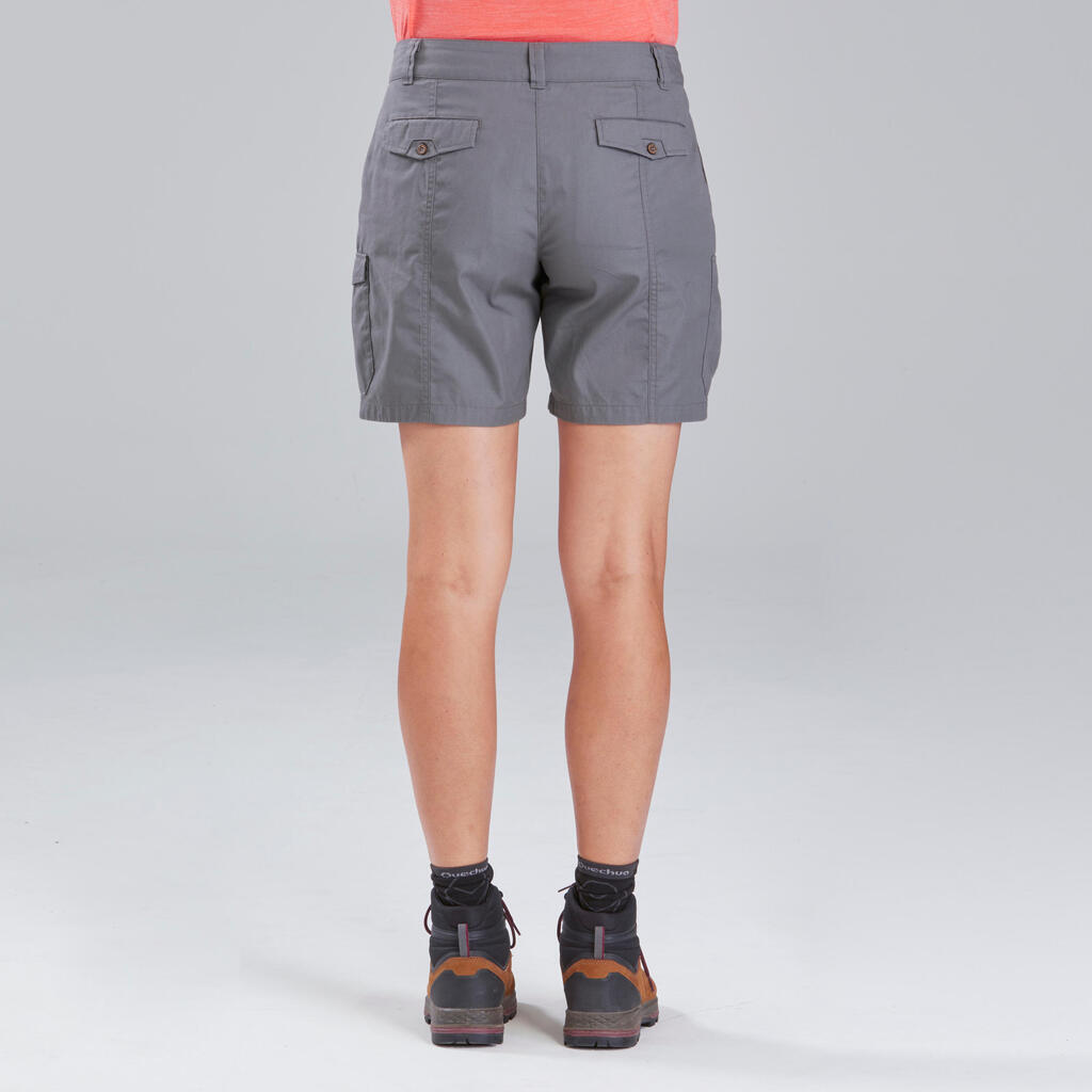 Short cargo de trekking para Mujer Forclaz Travel100 gris