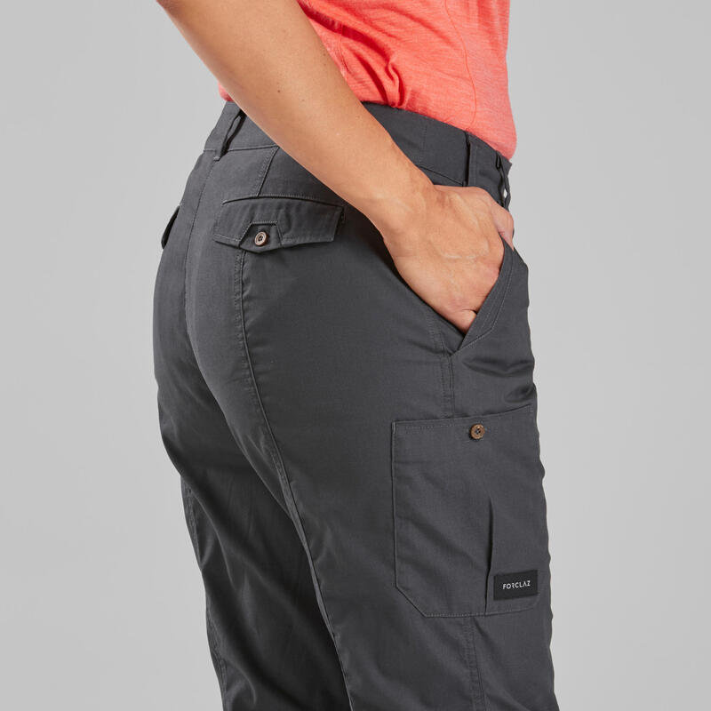 Pantalón de montaña y trekking Mujer Forclaz Travel 100 gris