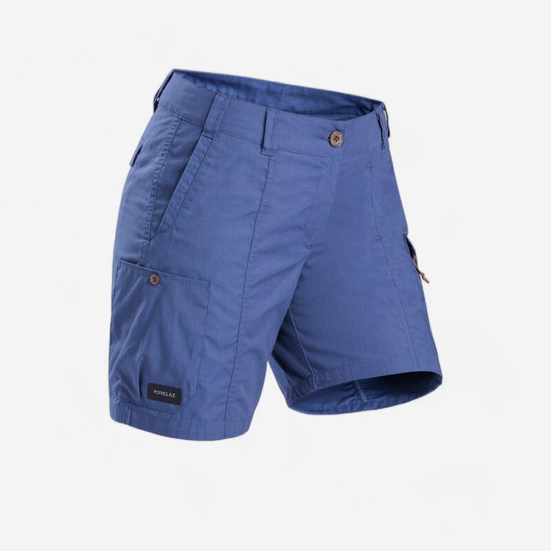 Short de trek voyage - TRAVEL 100 bleu femme