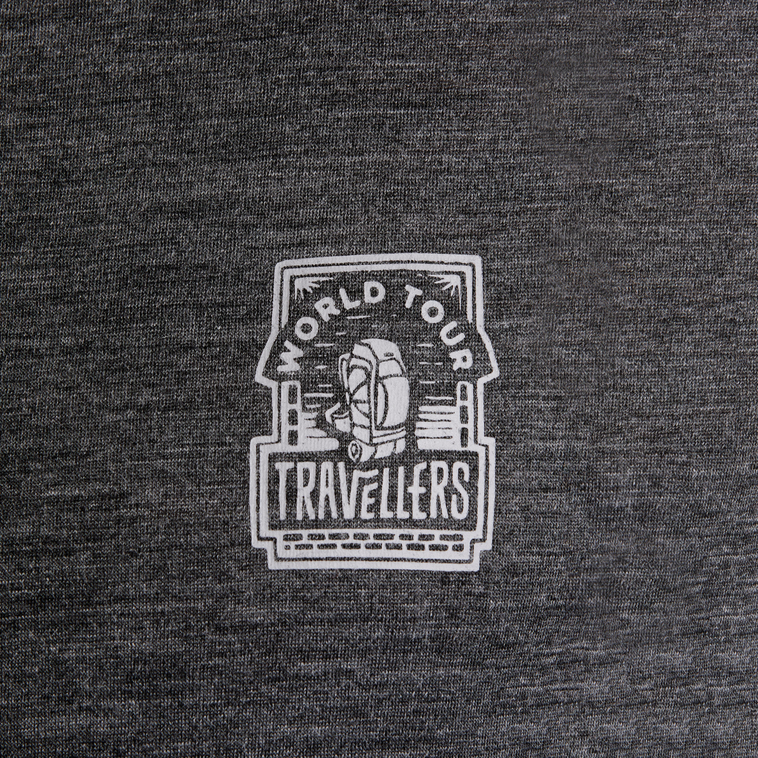 Men's travel trekking Merino wool T-shirt - TRAVEL 100 - grey 4/4