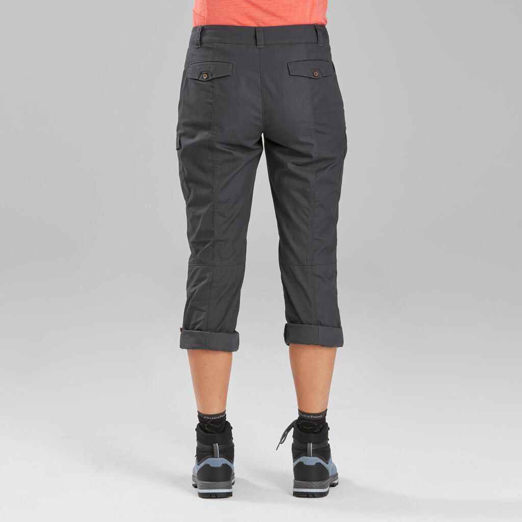 Pantalon de trek voyage - TRAVEL 100 gris femme