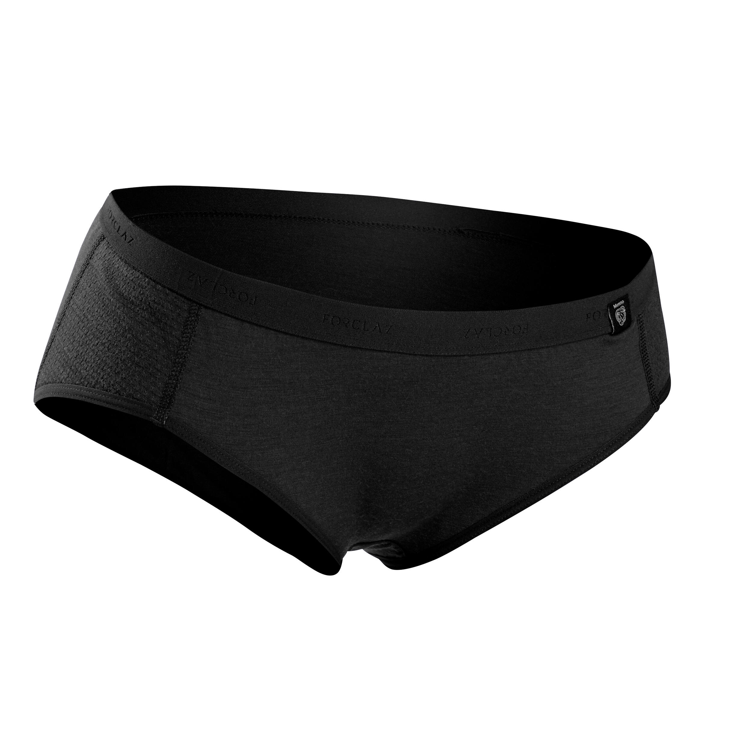 Women's Hiking Merino Briefs - MT 500 Black - Black - Forclaz - Decathlon