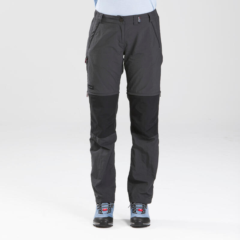 Pantalón Desmontable Mujer Montaña y Trekking Gris Forclaz Trek 100