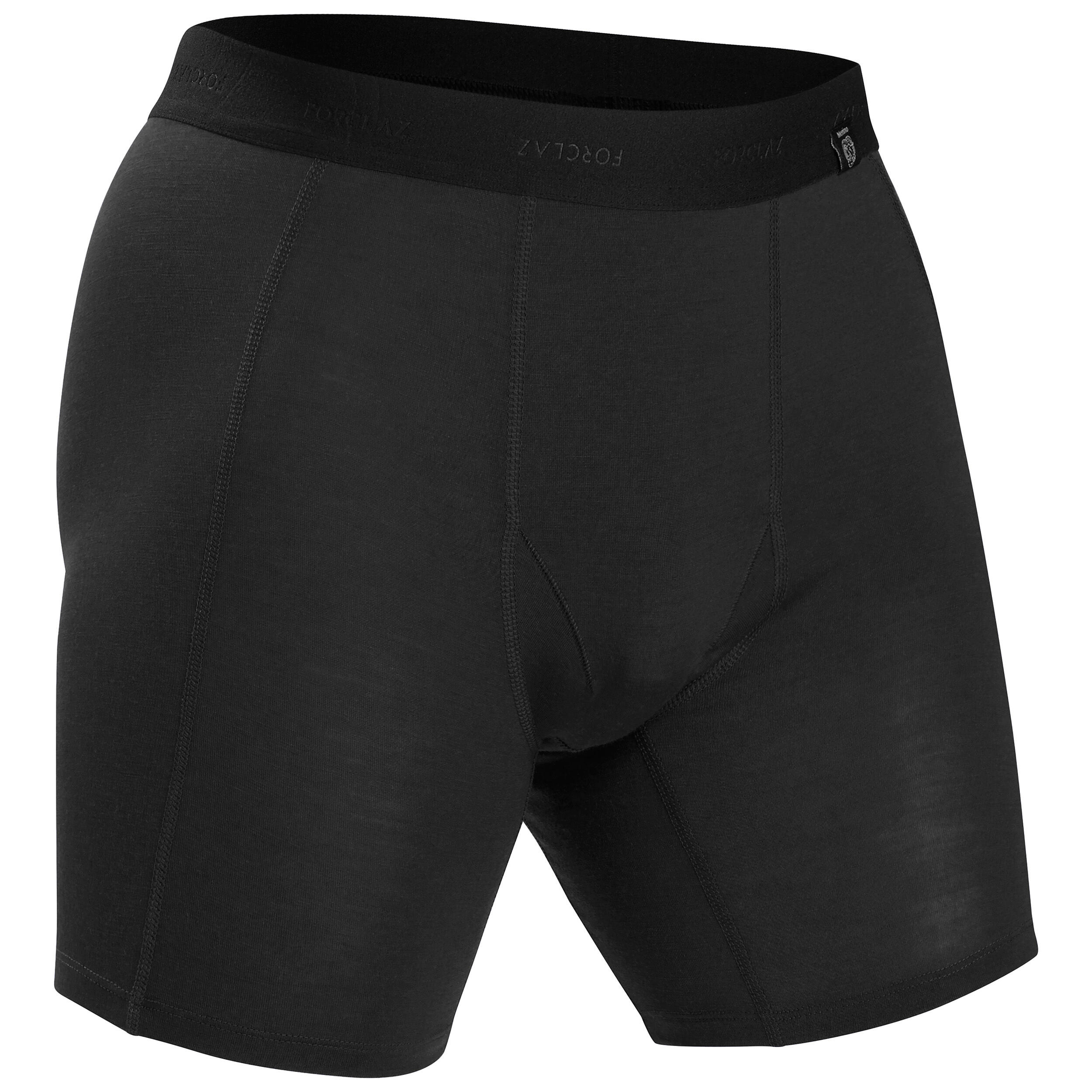 Men's Hiking Merino Boxer Shorts – MT 500 Black - Black - Forclaz