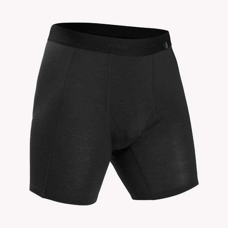 Men's Mountain Trekking Merino Boxer Shorts _PIPE_ TREK 500 - Black