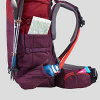 حقيبة الظهر للمشي لمسافات طويلة في الجبال للنساء | TREK 100 سعة 50 لتر- أحمر