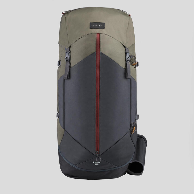 女款登山健行背包TREK 100 Easyfit 60 L－卡其色