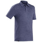 Men's Merino wool trekking travel polo shirt - TRAVEL 500 - blue