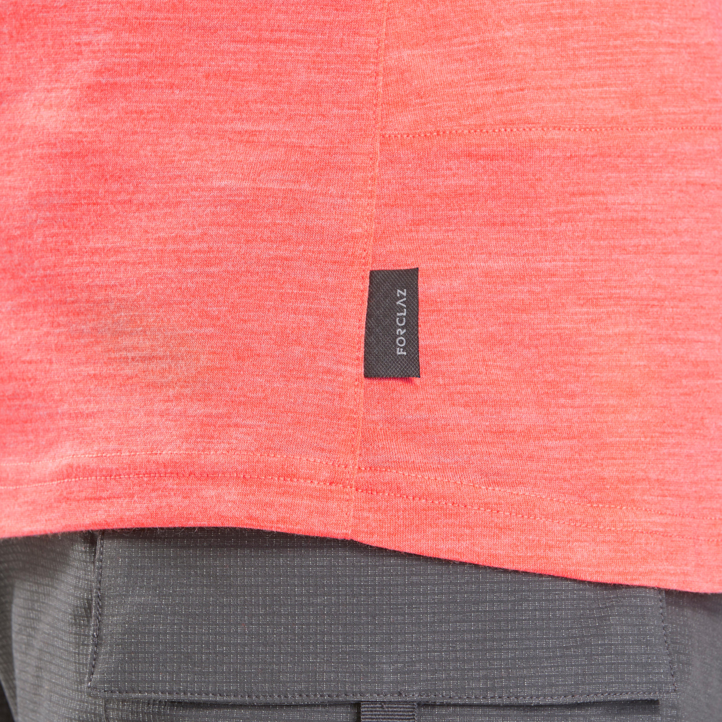 Women's Travel Trekking Merino Wool Short-Sleeved T-Shirt Travel 500 - coral 2/11