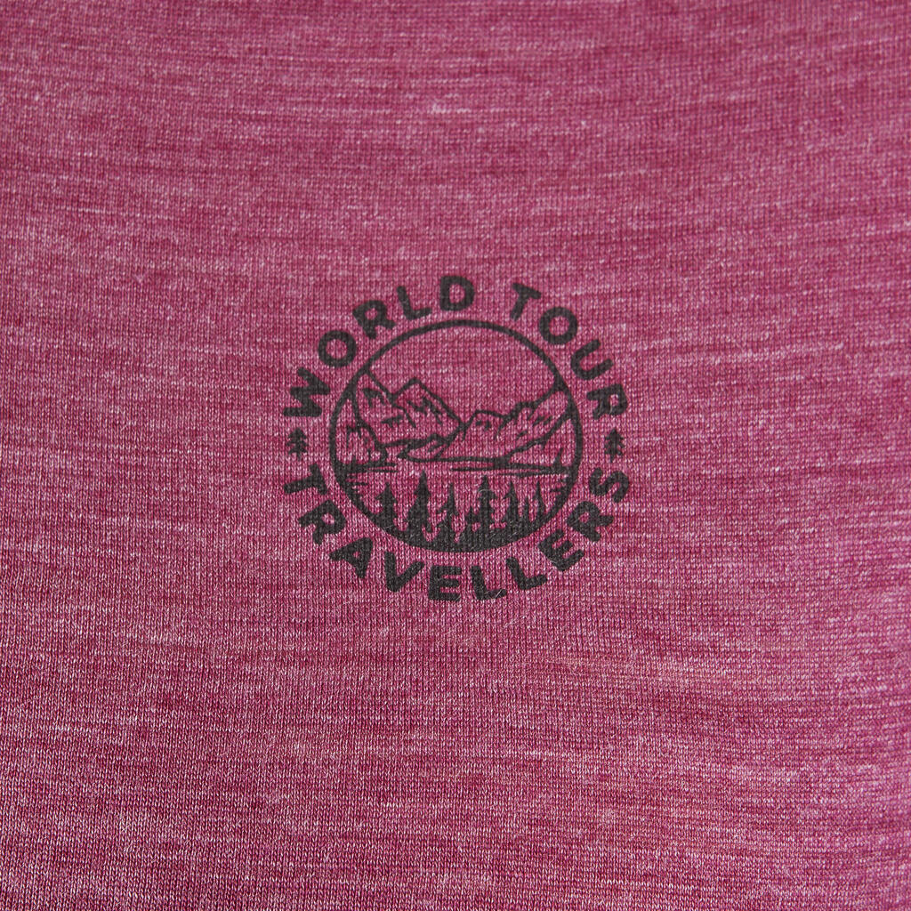 Γυναικείο κοντομάνικο t-shirt από μαλλί merino για πεζοπορία - TRAVEL 500