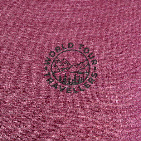 Women's Travel Trekking Merino T-Shirt - TRAVEL 100 Purple