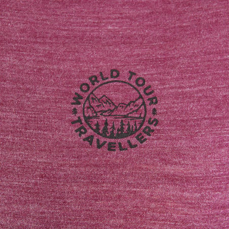 Жіноча футболка Travel 100 для трекінгу, з вовни мериноса - фіолетова