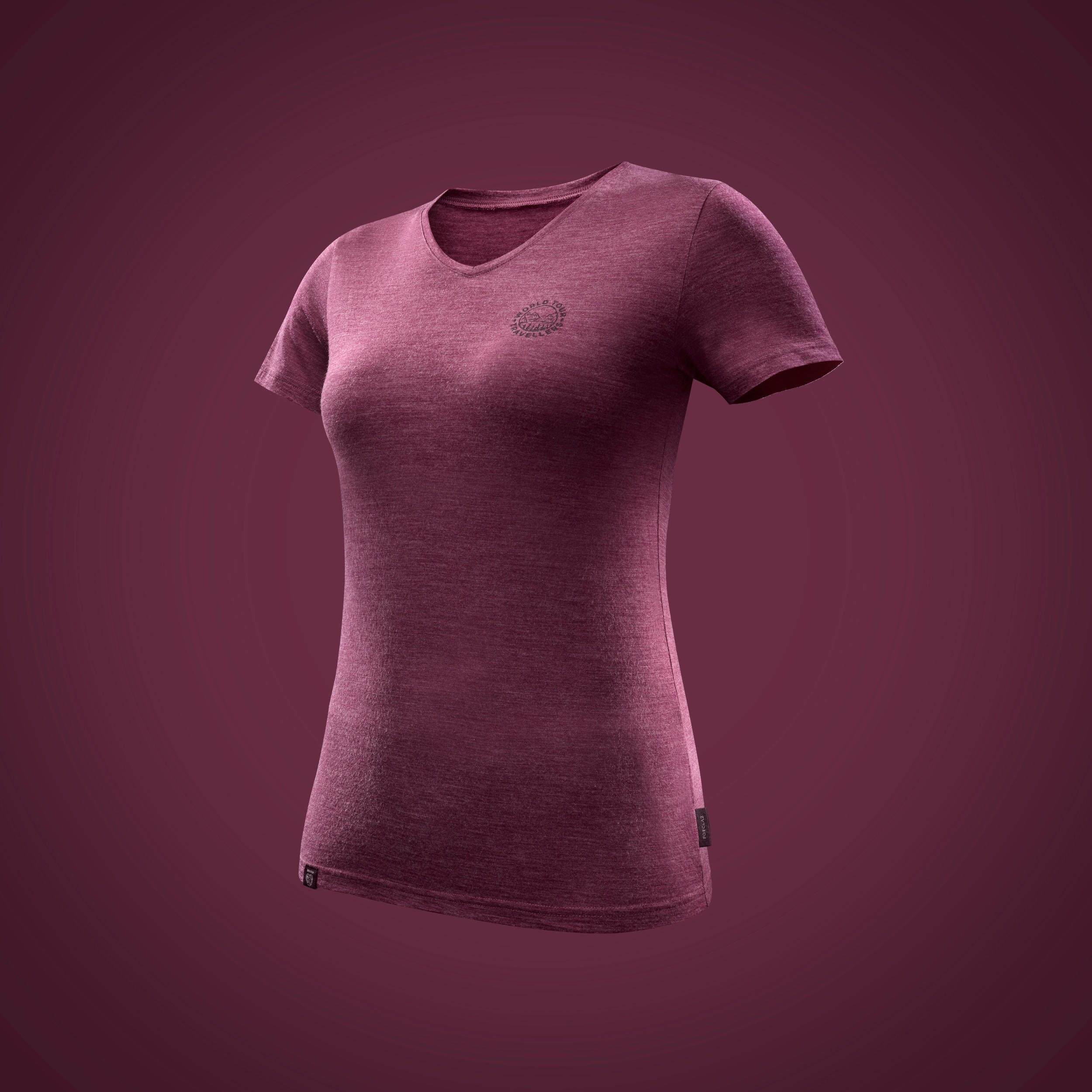 Women's Travel Trekking Merino Wool Short-Sleeved T-Shirt - TRAVEL 500 4/7