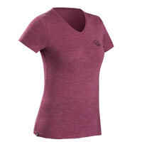 Moteriški trumparankoviai merino vilnos marškinėliai „Travel 100“, violetiniai