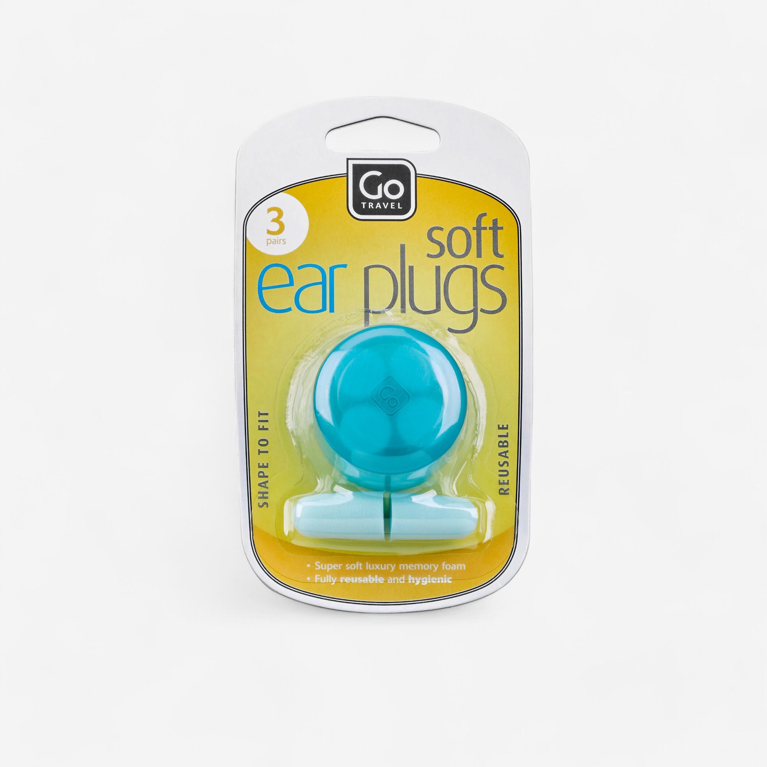 Set of 3 Pairs of Travel Trekking Ear Plugs Reusable Foam Design go