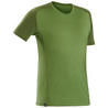 เสื้อยืดผู้ชายผ้าเมอริโนแขนสั้นสำหรับใส่เดินเทรคกิ้งบนภูเขารุ่น Trek 500 (สีเขียว)