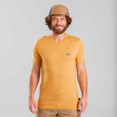 Merinoshirt Herren kurzarm Backpacking - Travel 100 braun 